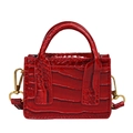 Mini red crossbody bag with crocodile embossed texture and vintage metal hardware - Red