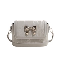 Light gray women's bucket bag with marble texture and golden butterfly clasp - Silver