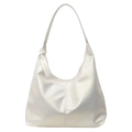 Bolso de hombro de media luna minimalista en color blanco crema para mujer en cuero - Blanco Roto