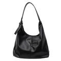 Bolso de hombro Hobo en cuero PU negro con diseño espacioso y costuras verticales - Negro