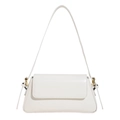 Borsa a spalla minimalista in pelle bianca con tracolla regolabile e fibbia dorata - Bianco