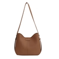 Minimalist brown lychee pattern leather shoulder bag with sleek vertical stitching details - Brown