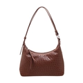 Brown woven texture hobo bag with adjustable strap and crescent shape design - Brown