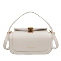 Chic white square crossbody bag with gold shell clasp and elegant top handle - Off White