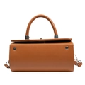 Sac boîte cylindrique en cuir marron avec poignée et bandoulière réglable - Marron