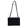 Classica borsa a tracolla trapuntata nera con elegante catena in metallo e finitura in ecopelle - Nero