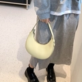 Bolso hobo de media luna amarillo crema para mujer con correa de hombro minimalista - Amarillo crema