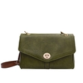 Bolso bandolera vintage verde oscuro con cuero texturizado y cierre dorado - Verde