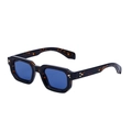 Square tortoiseshell sunglasses with blue lenses and decorative metal hammer accents - Tortoiseshell Light Blue (C3)