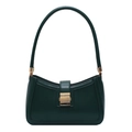 Classic dark green underarm bag with gold square buckle and leather shoulder strap - Green