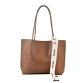 Grande borsa tote in pelle marrone con doppi manici e dettaglio cinturino intrecciato - Marrone
