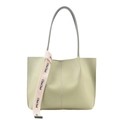 Borsa tote grande verde chiaro con nastro decorativo rosa stampato con lettere - Verde