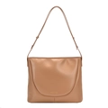 Bolso bandolera minimalista de cuero PU marrón claro con correa ajustable para mujer - Caqui