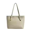 Beige litchi grain tote bag for women featuring premium golden hardware accents - Apricot