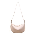 Bolso hobo plisado beige de moda con cierre de cremallera y correa de hombro ajustable - Blanco
