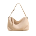 Elegante bolso tote blanco crema con textura de rayas verticales y correa ajustable - Blanco