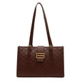 Borsa tote marrone a scacchi da donna con fibbia dorata e pelle sintetica di alta qualità - Marrone