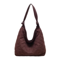 Quilted crossbody tote bag in dark brown suede with knotted strap details - Brown