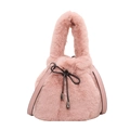 Elegante borsa a secchiello rosa in ecopelliccia con tracolla regolabile - Rosa