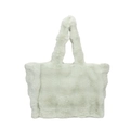 Borsa tote in ecopelliccia verde salvia con consistenza morbida e manici larghi - Verde
