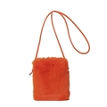 Mini plush faux fur crossbody phone bag for women in bright orange with shoulder strap - Orange