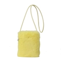 Vibrant yellow plush crossbody phone bag with slender shoulder strap for winter - Yellow
