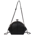 Elegant black shell crossbody bag with retro metal clasp and chain strap accessory - Black