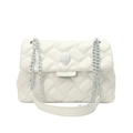 White quilted crossbody bag with silver chain strap and metal eagle head hardware - White