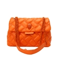 Vibrant orange quilted PU shoulder bag with signature eagle head buckle and chain strap - Orange