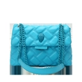 Quilted blue crossbody bag with rhombus pattern and matching eagle head metal clasp - Blue