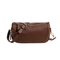 Brown pleated faux leather cylinder crossbody bag with silver hardware and adjustable strap - Brown