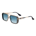Punk quadratische Sonnenbrille mit schwarzem Rahmen und blauen Verlaufsgläsern - Goldener Rahmen Blaues Glas