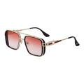 Retro-Punk-Sonnenbrille mit quadratischem Goldrahmen und roten Verlaufsgläsern - Goldener Rahmen Weinrotes Glas