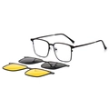 Set di occhiali da sole magnetici con montatura quadrata nera e lenti per visione notturna - C1 Montatura Nera + 2 Clip / Nero