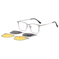 Set gafas magnéticas cuadradas plata con lentes polarizadas grises y visión nocturna amarilla - Plateado