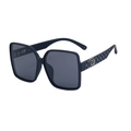 Premium Quadratische Polarisierte Sonnenbrille mit Blauem Rahmen und Metallschnalle - Mattschwarz Vollgrau