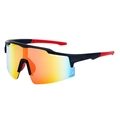 Outdoor Radsport Sonnenbrille mit orangefarbenem Verlaufsglas und schwarz-rotem Rahmen - Schwarz Rot Rahmen Gelber Merkur (C2)
