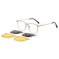 Set occhiali da sole magnetici con montatura quadrata dorata e lenti a clip - C3 Montatura Oro + 2 Clip / Oro