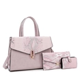 Set di 3 borse rosa con motivo serpente, inclusi borsa a mano, portafoglio e portachiavi - Set di borse rosa