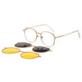 Set occhiali da sole 3 in 1 montatura rotonda con clip polarizzate e per visione notturna - Oro (C3)
