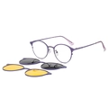 Occhiali magnetici 3-in-1 con montatura in metallo viola e lenti nere e gialle - C2 Viola