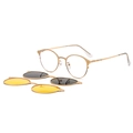 Set occhiali da sole magnetici con montatura oro e clip nero e giallo visione notturna - C3 Oro