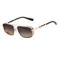 Steampunk sunglasses with gold metal frame, side shields and brown gradient lenses - Gold Frame Tea Gray Lens (C3)