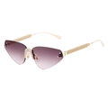Luxe randloze vlinderzonnebril met strass en goudkleurige geweven brilpoten - Goud Thee Roze
