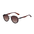 Retro round metal sunglasses with brown gradient lenses and reddish-brown temples - Gun Frame Double Brown Lens