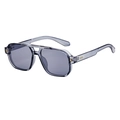 Grey-blue translucent pilot sunglasses with double bridge and dark grey lenses - Translucent Grey Frame Light Grey Lens