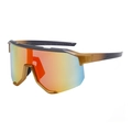 Gafas de sol deportivas con lentes de degradado y montura degradada marrón oro - Gris Plata Degradado Rojo Espejo