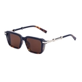 Gafas de sol steampunk retro en azul marino y carey con lentes marrones cuadradas - C8 Marrón Dorado Marrón