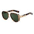 Gafas de sol aviador polarizadas de carey con montura de metal dorado y lentes verdes - Carey Dorado (Lente Verde G15)