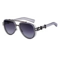Gafas de sol aviador polarizadas steampunk para hombre con protectores laterales - Gris Transparente Gunmetal (Lente Gris Degradado)